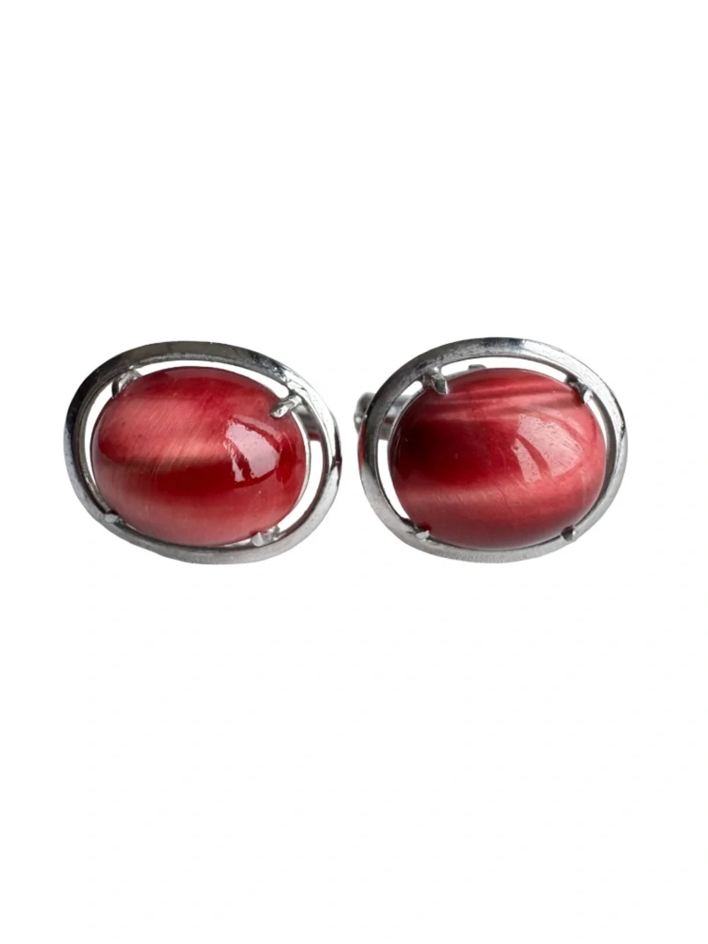 Vintage Red Oval Cufflinks Lot 5 Pairs Cabochon Mens Formal Jewelry Groom Gift
